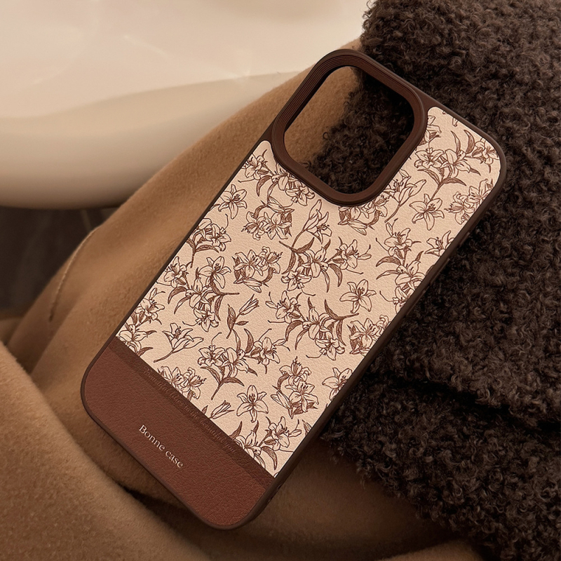 Kožené puzdro Ins Sketch Flower pre Apple 16, 14Pro Max, 15 pre iPhone 13, 11, retro, pevné puzdro