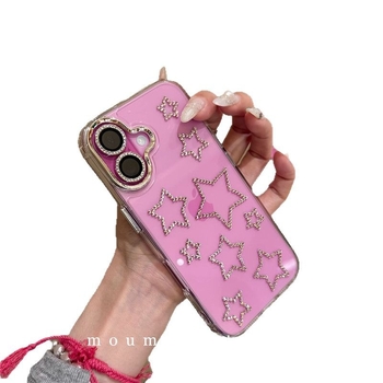 Vienkāršs caurspīdīgs zibspuldzes dimanta zvaigzne Apple 16promax tālruņa maciņš iPhone 15 korejiešu 14 nišas sieviešu 13