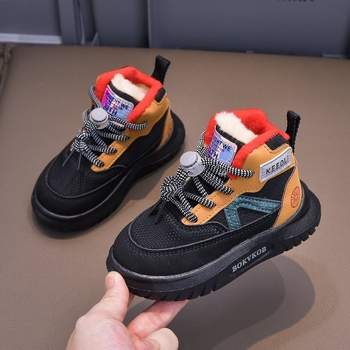 Bērnu sporta apavi, skolēniem, ar vilnas oderi, silti apavi, modes zēniem un meitenēm, jauni ziemas ikdienas apavi, skriešanas apavi, kokvilnas apavi