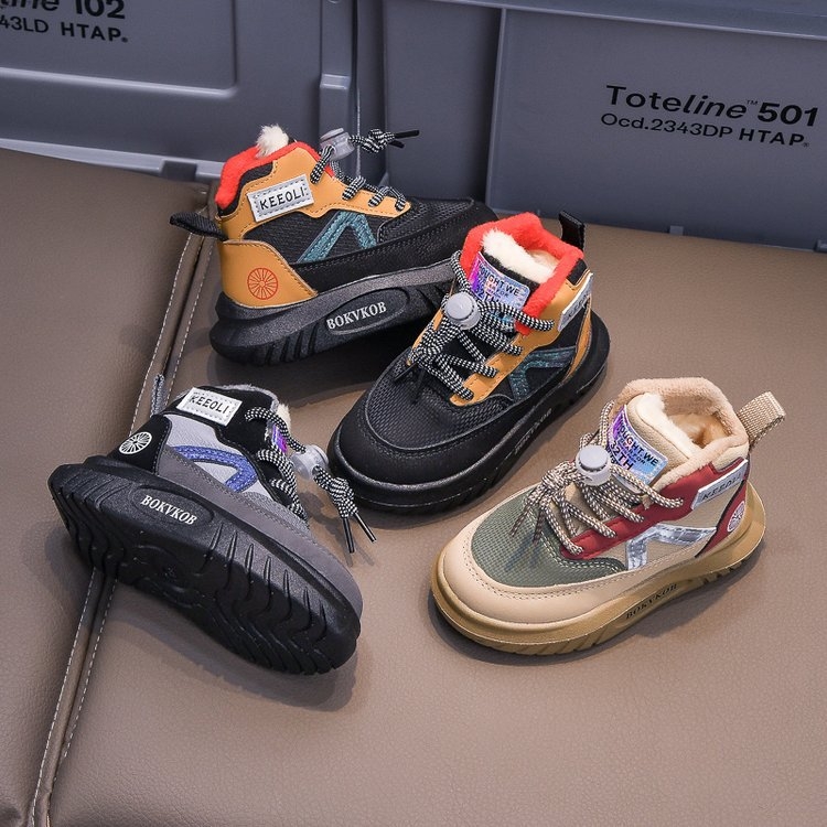 Bērnu sporta apavi, skolēniem, ar vilnas oderi, silti apavi, modes zēniem un meitenēm, jauni ziemas ikdienas apavi, skriešanas apavi, kokvilnas apavi