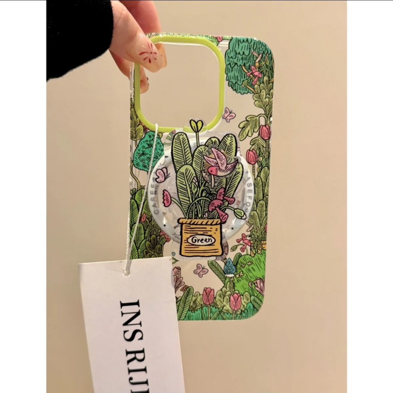 Carcasă de telefon Apple 14, model vintage, cu pictură în ulei, floare și pasăre, potrivită pentru iPhone 16/Promax, model 13