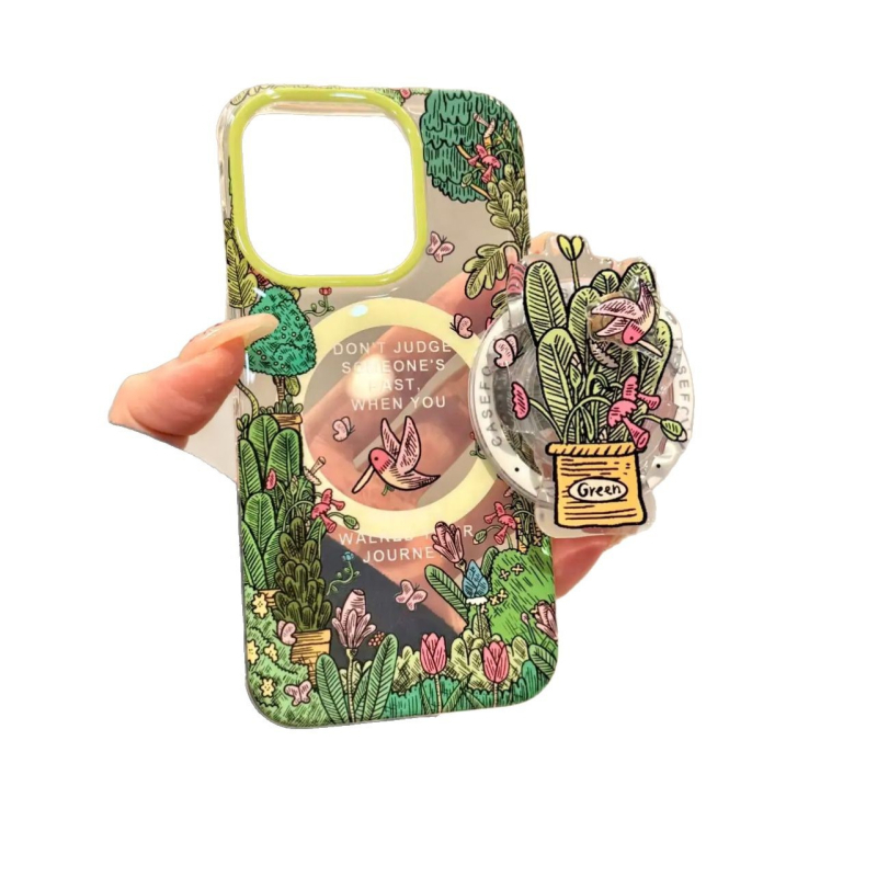 Carcasă de telefon Apple 14, model vintage, cu pictură în ulei, floare și pasăre, potrivită pentru iPhone 16/Promax, model 13