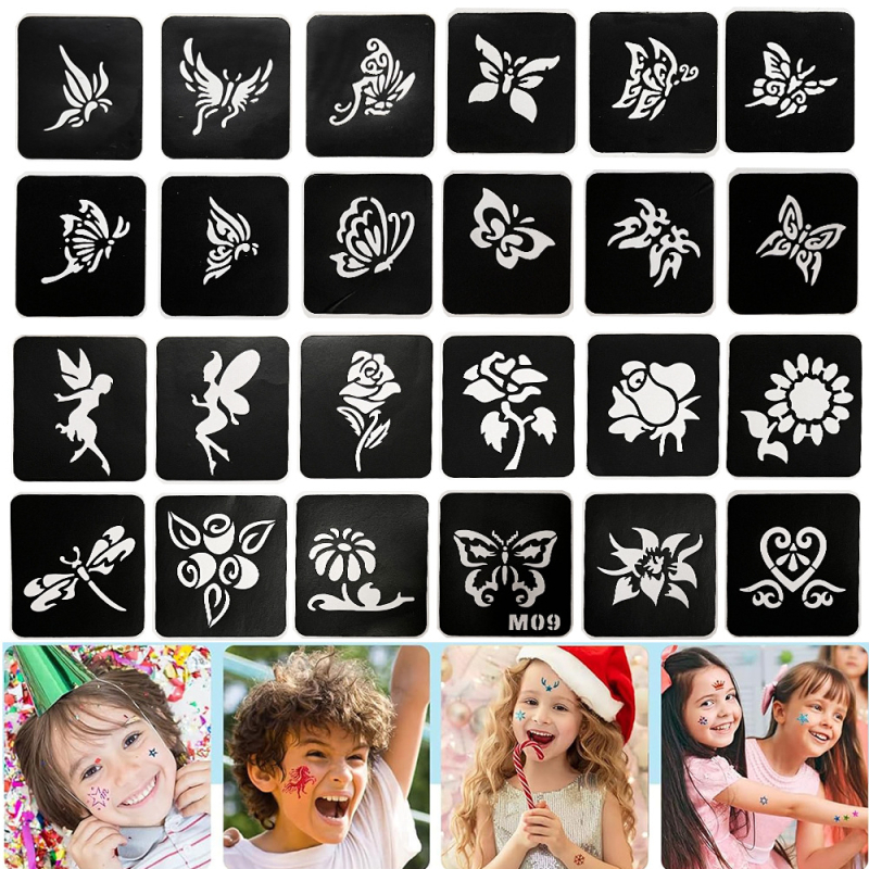 Naujas tatuiruotės kostiumas 12 spalvų blizgučių milteliai 4 animacinių filmukų šviečiančios pastos deimantiniai laikini tatuiruotės šablonai kryžminiam kraštui