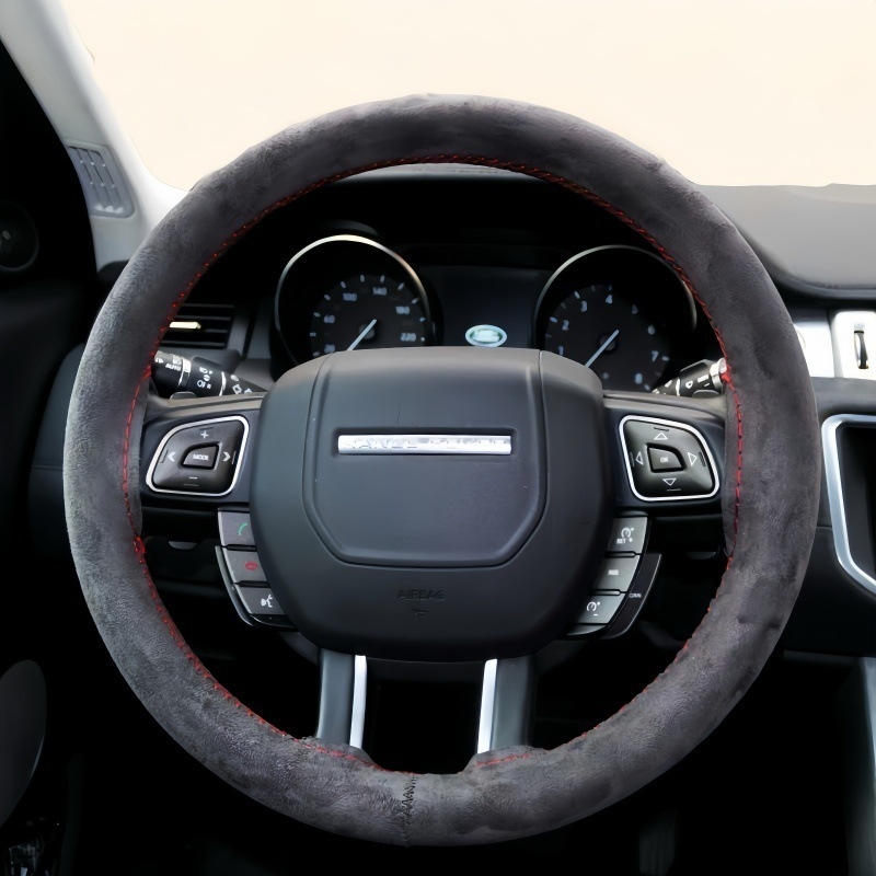 Navlaka za volan automobila, ručno šivana brušena koža, univerzalna plišana navlaka za ručku za četiri godišnja doba, neklizajuća navlaka za ručku koja upija znoj