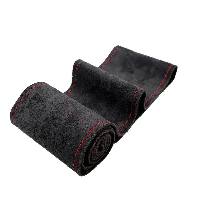 Navlaka za volan automobila, ručno šivana brušena koža, univerzalna plišana navlaka za ručku za četiri godišnja doba, neklizajuća navlaka za ručku koja upija znoj