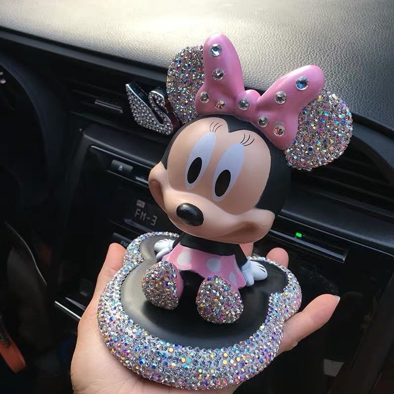 Ukrasi za automobile, Slatki, kreativni i personalizirani dodaci za unutrašnjost automobila, Automobilski pribor, Ukrasi s Mickeyjem ukrašeni dijamantima, Ukrasi za tresuću glavu