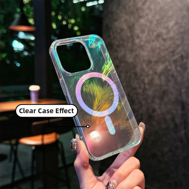 Farebná priadza z peria vhodná pre puzdro na mobilný telefón Apple 17, gradientné farby, magnetické puzdro pre iPhone 16, ochranný kryt pre iPhone 16E, cezhraničný