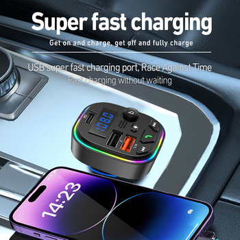Sigaretisüütaja auto Bluetooth MP3 mängija FM saatja Bluetooth vastuvõtja kahe USB autolaadija ümbritseva valgusega