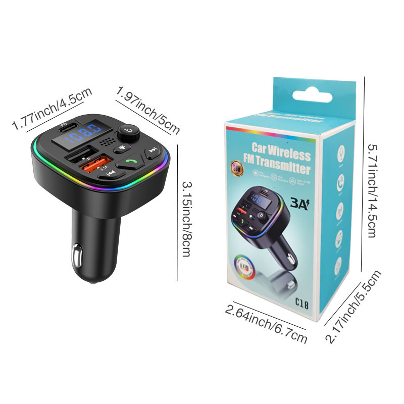 Sigaretisüütaja auto Bluetooth MP3 mängija FM saatja Bluetooth vastuvõtja kahe USB autolaadija ümbritseva valgusega