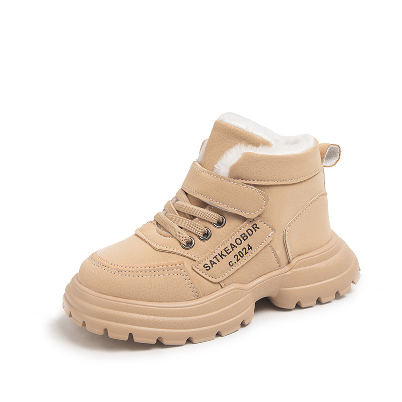 Vaikiški sniego batai „Fur One Winter 2024“ – nauji berniukiški dideli medvilniniai bateliai su vilnos pamušalu, pastorinti mergaitiški Martino medvilniniai batai.