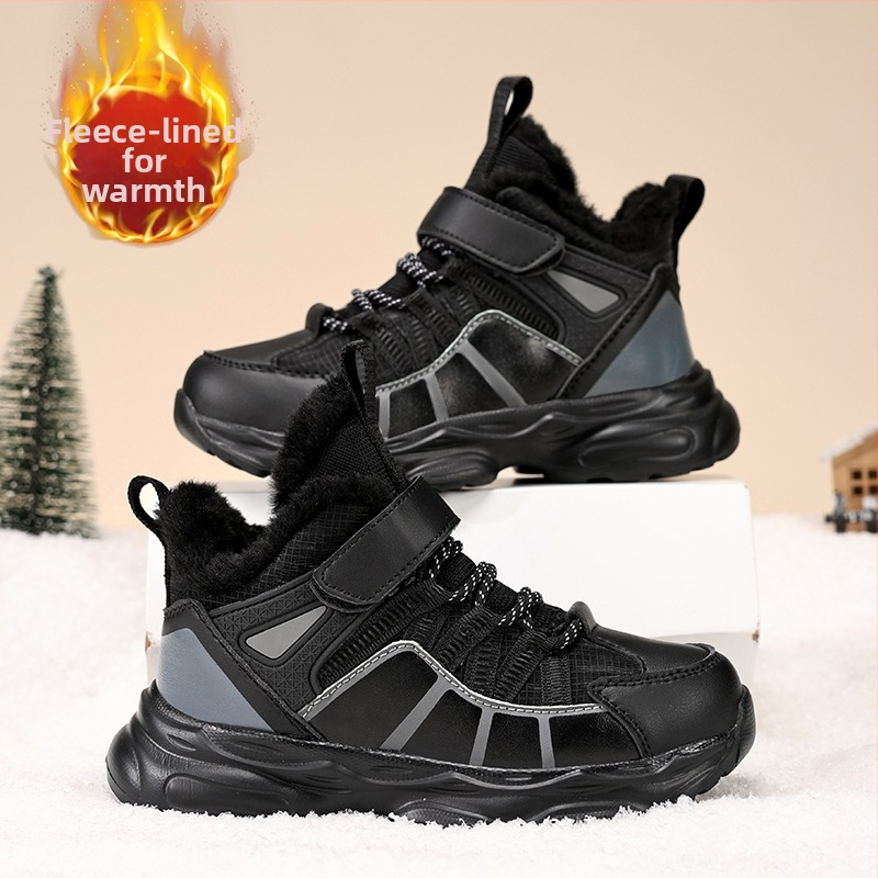 Laste puuvillased kingad 2024 Talv Uued fliisvoodriga paksendatud poiste puuvillased kingad Suured laste mägironimis- ja õues kasutatavad soojad tossud