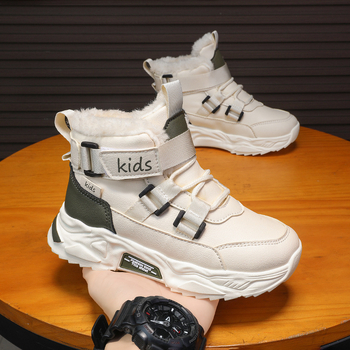 2024. gada ziemas jauni bērnu sabiezināti sniega zābaki Northeast neslīdoši silti zēnu ikdienas Martin zābaki vīriešu kokvilnas apavi