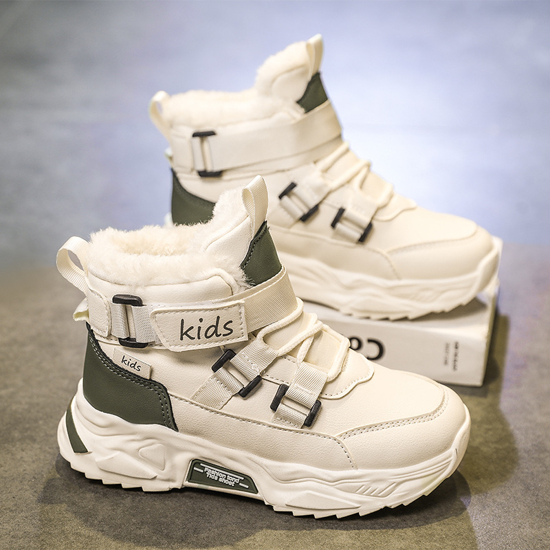 2024. gada ziemas jauni bērnu sabiezināti sniega zābaki Northeast neslīdoši silti zēnu ikdienas Martin zābaki vīriešu kokvilnas apavi