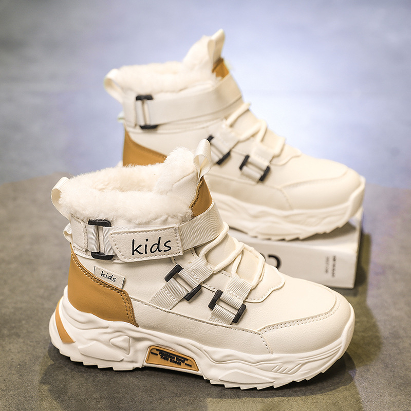 2024. gada ziemas jauni bērnu sabiezināti sniega zābaki Northeast neslīdoši silti zēnu ikdienas Martin zābaki vīriešu kokvilnas apavi