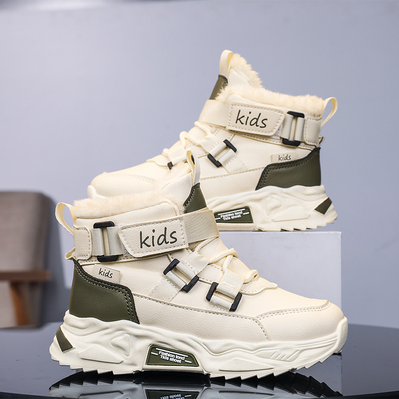 2024. gada ziemas jauni bērnu sabiezināti sniega zābaki Northeast neslīdoši silti zēnu ikdienas Martin zābaki vīriešu kokvilnas apavi