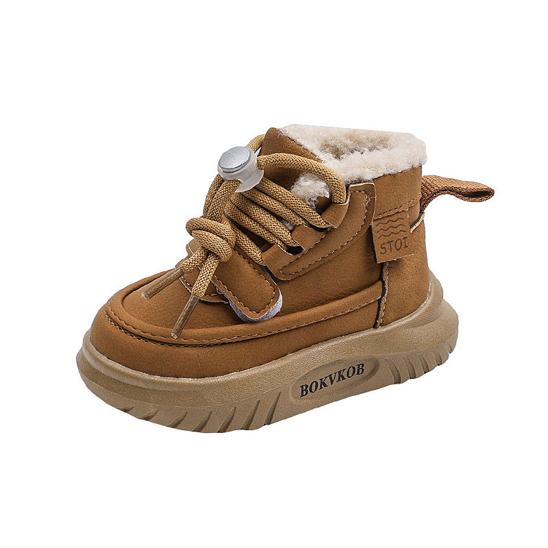 Детски памучни обувки, топли снежни ботуши с полар за момичета, зимни и външно облекло, неплъзгащи се, с дебела подметка, памучни ботуши за момчета и бебета, обувки за малки деца