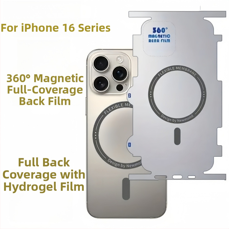 Potrivit pentru Iphone16Promax, folie spate mată all-inclusive cu aspirație magnetică la 360 °, folie hidrogel moale pentru Apple 16, protecție
