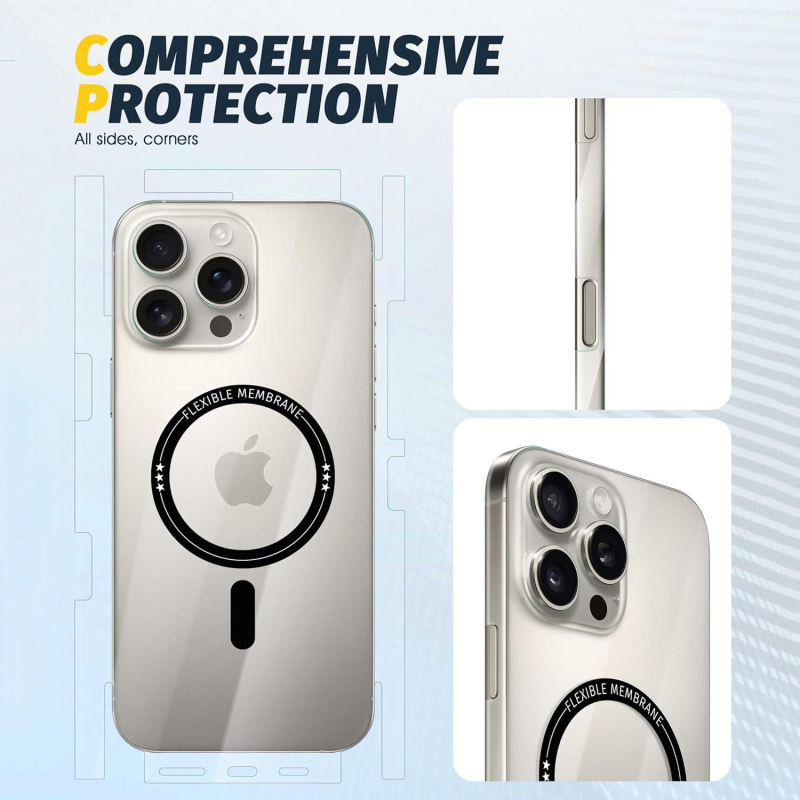 Tinka „Iphone 16 Promax“ magnetiniam prisisiurbimui, 360 ° viskas įskaičiuota matinė galinė plėvelė „Apple 16“ hidrogelio plėvelė, minkšta apsauga.