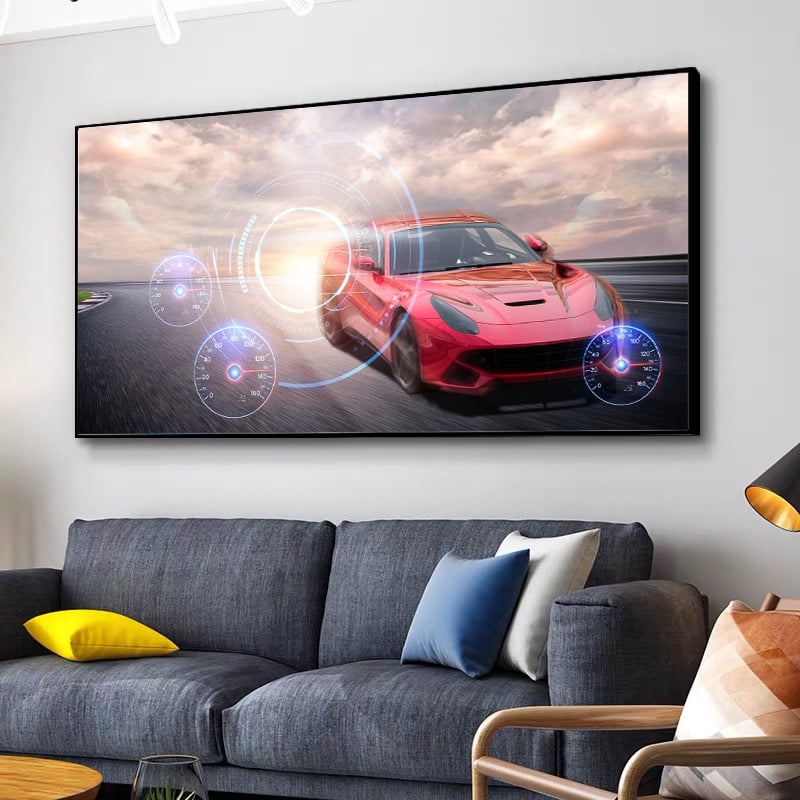 Pictură pe pânză cu mașină sport Super roșie modernă, poster mural, artă de perete, dormitor, living, pictură decorativă modernă