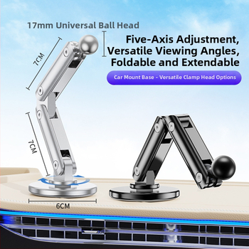 17 mm universalus rutulinis laikiklis automobiliui, lipnus sulankstomas prailginimas, metalinis aliuminio lydinio, reguliuojamas