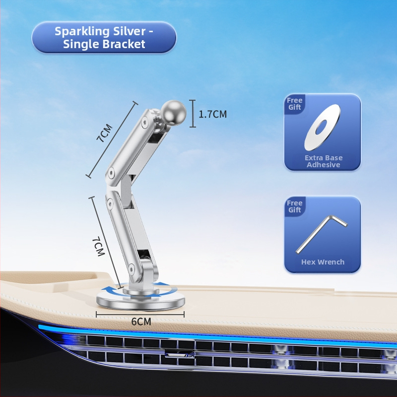 17 mm universalus rutulinis laikiklis automobiliui, lipnus sulankstomas prailginimas, metalinis aliuminio lydinio, reguliuojamas