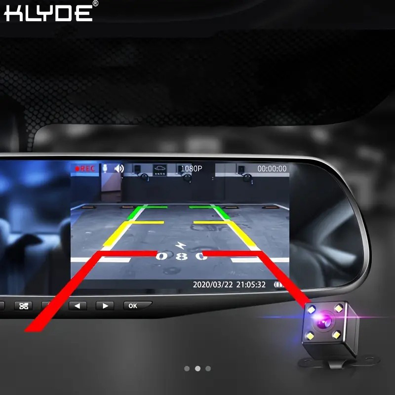 Automašīnas atpakaļskata spoguļa braukšanas ierakstītājs ar priekšējo un aizmugurējo dubulto ierakstīšanu 1080P, ar atpakaļgaitas attēlu, automašīnas DVR ar augstas izšķirtspējas nakts redzamību