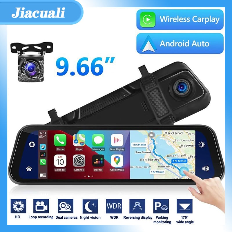 HD 9,66 inch auto Carplay telefon mobil conexiune wireless înregistrare conducere față și spate înregistrare dublă 4K navigator
