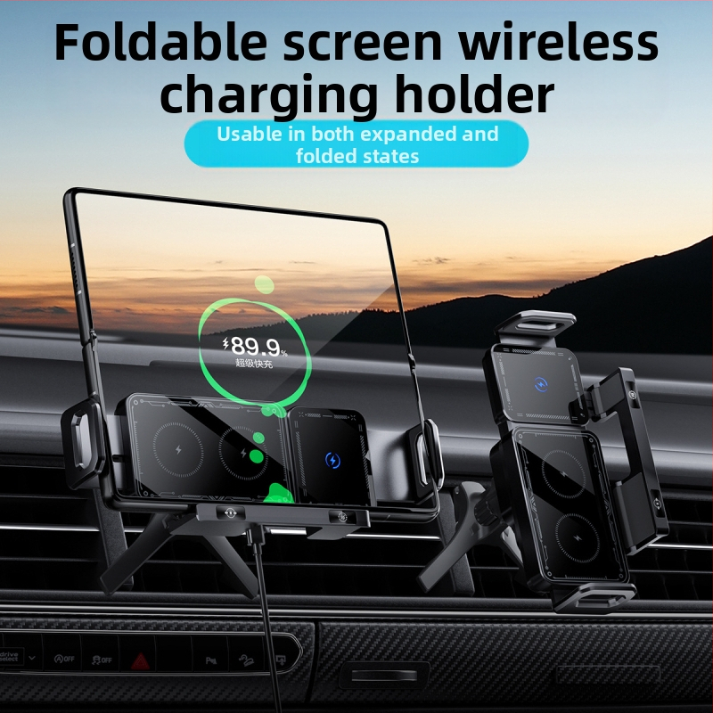 Kokkupandava ekraaniga mobiiltelefoni autoklamber 2025 uus juhtmevaba laadimine Huawei X5 Samsungi fikseeritud navigatsiooniklambrile