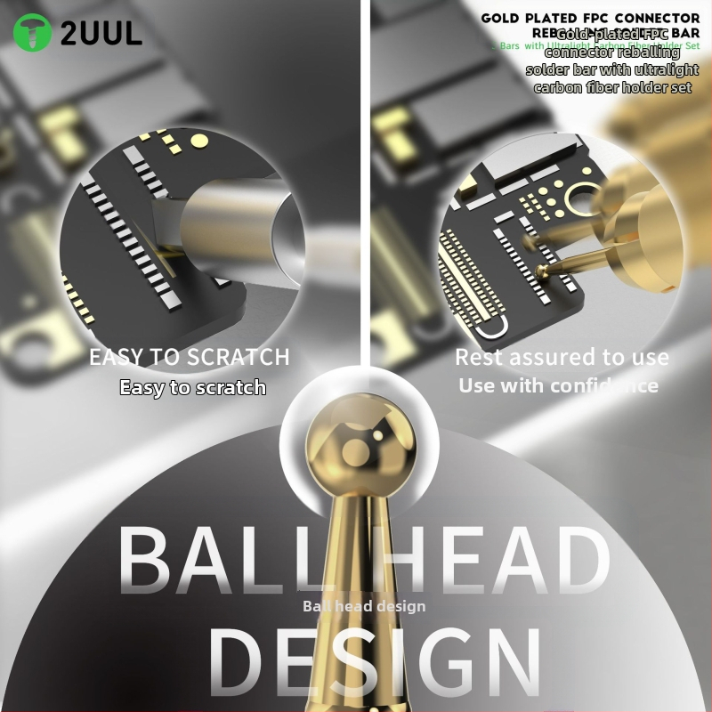 Комплект игли за запояване 2Uul с вграден държач, чиста мед, позлатена, бързо калайдисване и калайдисване, комплект дръжки от леки въглеродни влакна