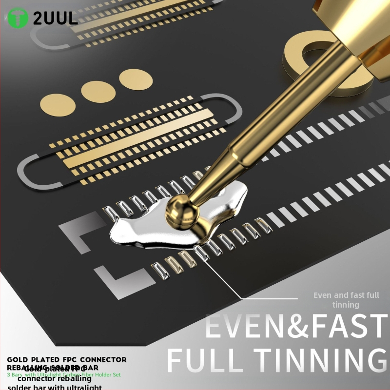 Комплект игли за запояване 2Uul с вграден държач, чиста мед, позлатена, бързо калайдисване и калайдисване, комплект дръжки от леки въглеродни влакна