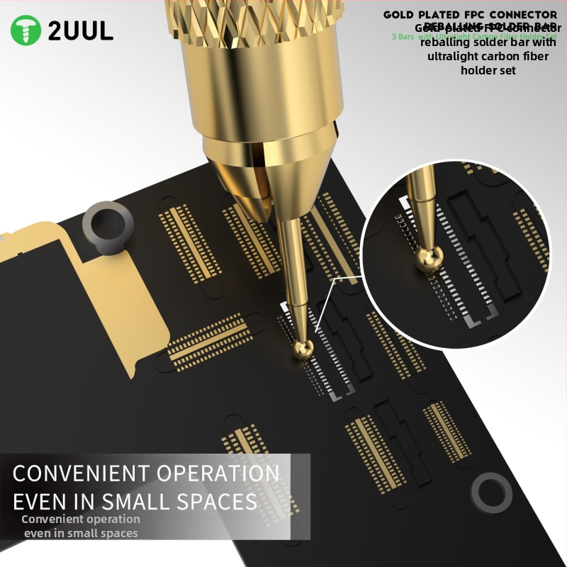 Комплект игли за запояване 2Uul с вграден държач, чиста мед, позлатена, бързо калайдисване и калайдисване, комплект дръжки от леки въглеродни влакна