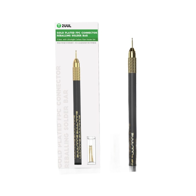 Комплект игли за запояване 2Uul с вграден държач, чиста мед, позлатена, бързо калайдисване и калайдисване, комплект дръжки от леки въглеродни влакна