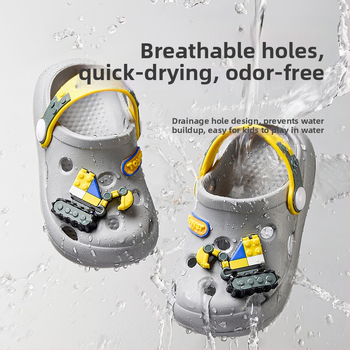 Ekskavatora bērnu čības zēnu 2025. gada vasaras mazuļu pludmales apavi Baotou mazuļu alu apavi neslīdoši iekštelpu apavi