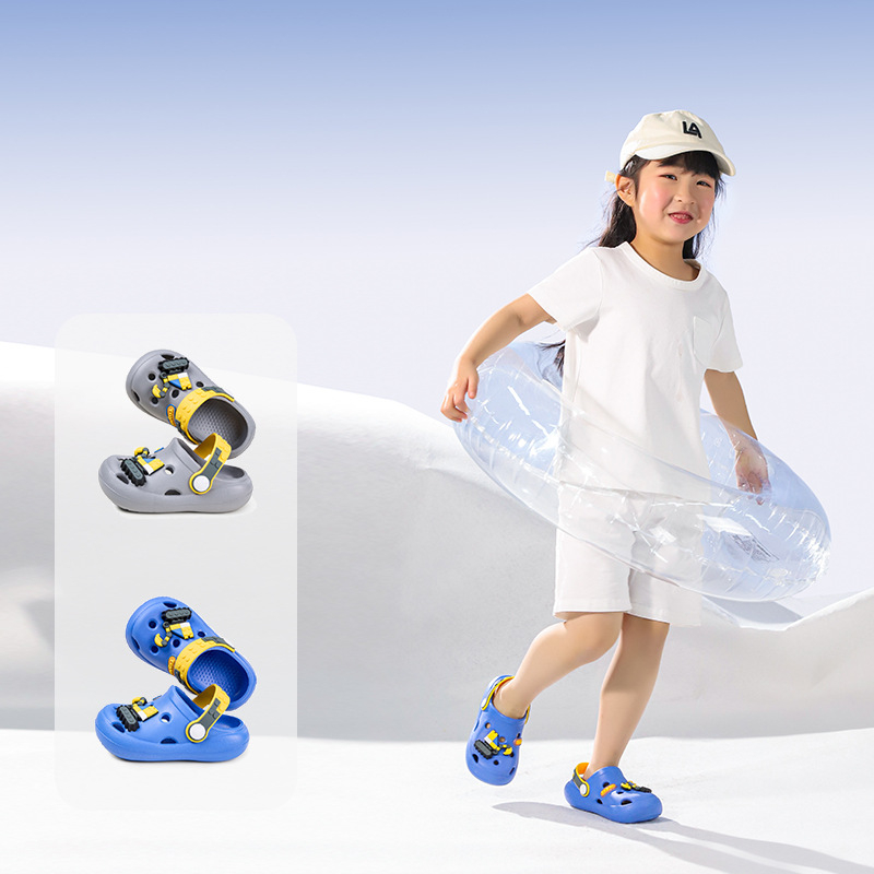 Ekskavatora bērnu čības zēnu 2025. gada vasaras mazuļu pludmales apavi Baotou mazuļu alu apavi neslīdoši iekštelpu apavi