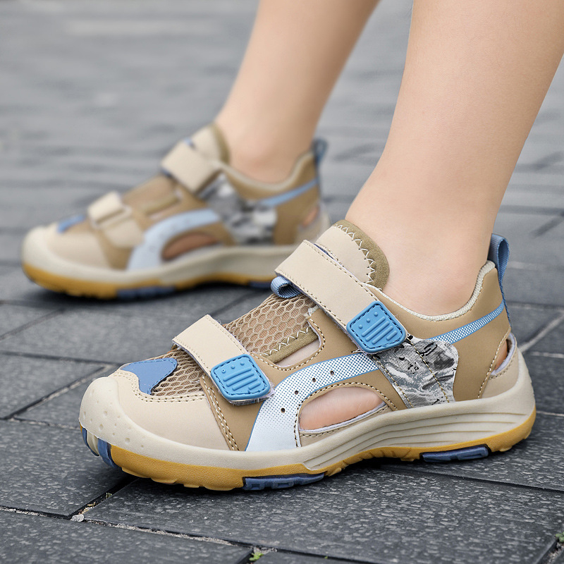 Момчешки сандали Baotou, нови летни плажни обувки Zhongda, неплъзгащи се, с меко дъно, на едро, с куха рамка