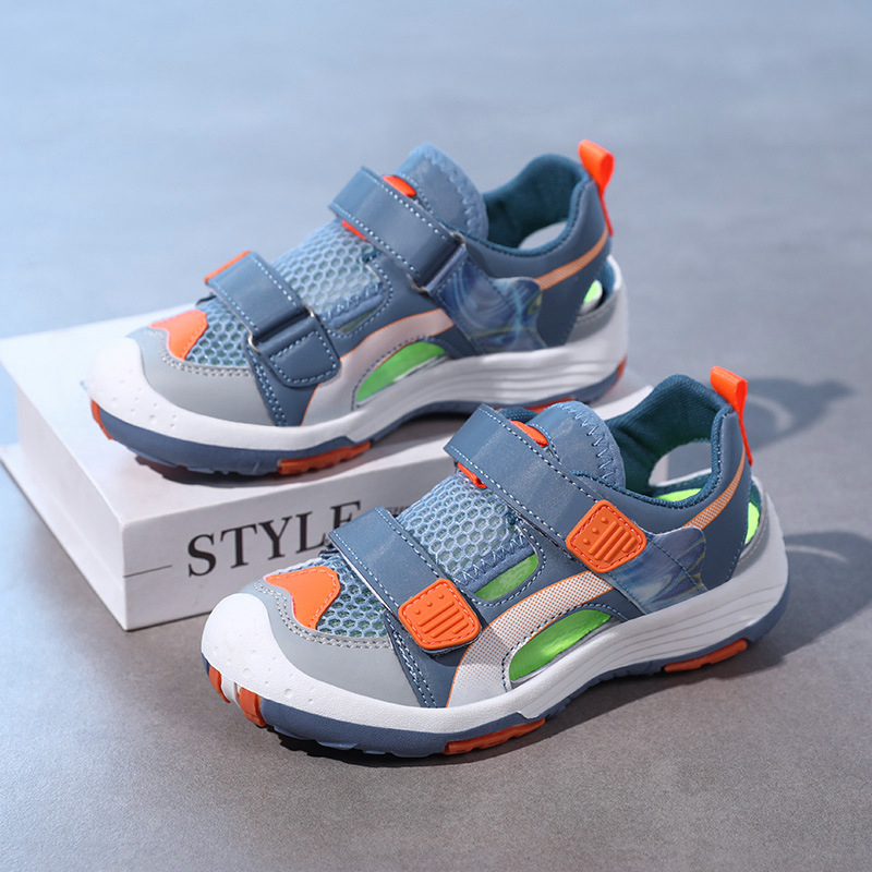 Детски сандали Baotou 2025 Летни нови момчешки крос-бънджи обувки Големи детски обувки за проследяване Кухи плажни обувки Модерни