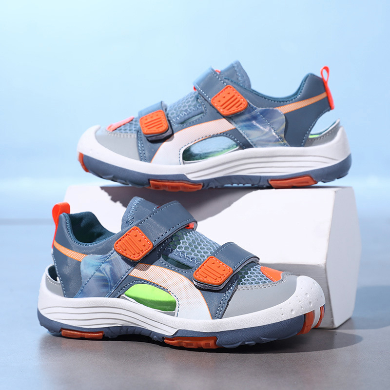 Детски сандали Baotou 2025 Летни нови момчешки крос-бънджи обувки Големи детски обувки за проследяване Кухи плажни обувки Модерни