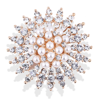 Lengva prabangi snaigės formos, deimantais įterpta lipni perlų korsažo moteriška rudens ir žiemos elegantiška sagė, aukštos kokybės šilko šaliko sagtis, gimtadienio dovana drabužiams