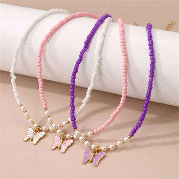 Nauji tarpvalstybiniai bohemiško stiliaus papuošalai, aliejaus lašėjimo drugelio pakabukas, ryžių karoliukai, rankų darbo karoliukų vaikiškas vėrinys, kostiumas