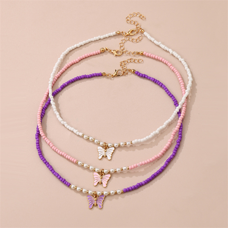 Nauji tarpvalstybiniai bohemiško stiliaus papuošalai, aliejaus lašėjimo drugelio pakabukas, ryžių karoliukai, rankų darbo karoliukų vaikiškas vėrinys, kostiumas