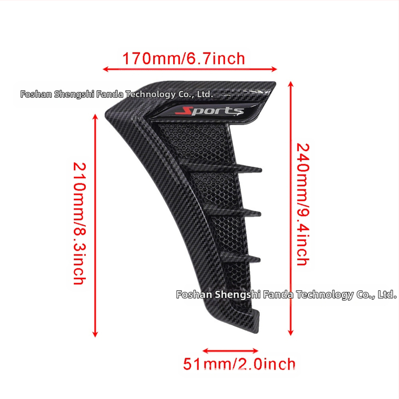 Simulácia žraloka, modifikácia blatníka, nalepenie bočného krytu General Motors, bočný vetrací otvor, čierny karbónový vzor, dekoratívny blatník