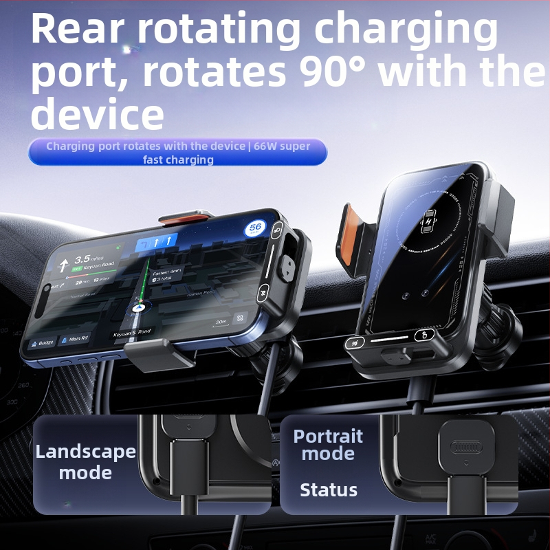 Държач за мобилен телефон за кола, Навигационен отвор за въздух, Електрическо въртящо се магнитно зареждане в кола, Безжично зарядно за кола