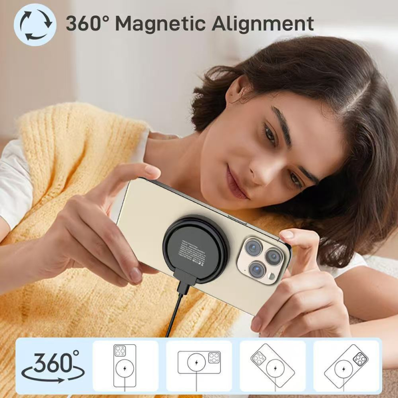 Jauns trīs vienā bezvadu lādētājs, kas piemērots Apple mobilajiem tālruņiem, ātra uzlāde, 15 W gredzena turētājs, bezvadu uzlāde pāri robežām