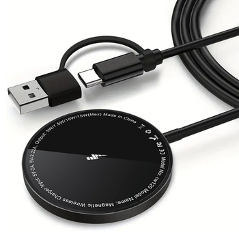 Juhtmevaba laadimine Magsafe15W magnetiline kiirlaadimisrihm AC kahe pordiga kaks-ühes üliõhuke magnetiline juhtmevaba laadija