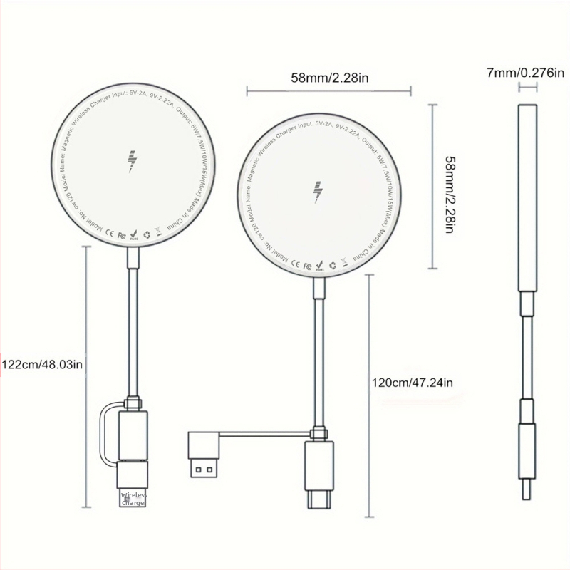 Безжично зареждане magsafe15W магнитно бързо зареждане с колан AC двупортово ултратънко магнитно безжично зарядно устройство