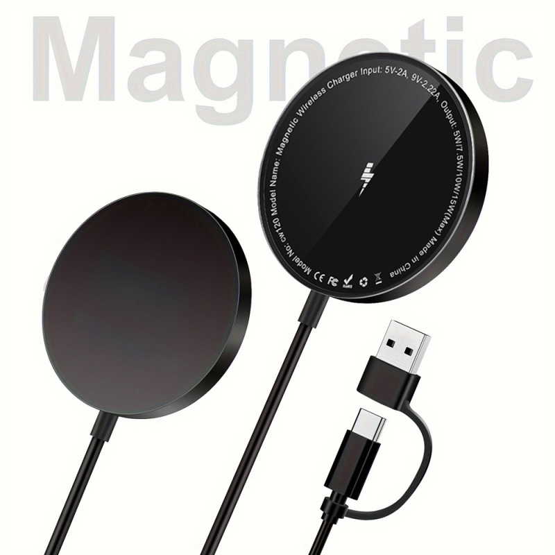 Bezvadu uzlāde Magsafe15W magnētiskā ātrā uzlāde jostas līnija Maiņstrāvas divu portu divi vienā īpaši plāns magnētiskais bezvadu lādētājs