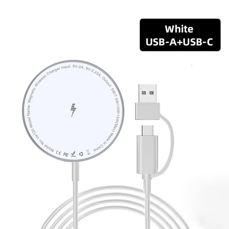 Juhtmevaba laadimine Magsafe15W magnetiline kiirlaadimisrihm AC kahe pordiga kaks-ühes üliõhuke magnetiline juhtmevaba laadija