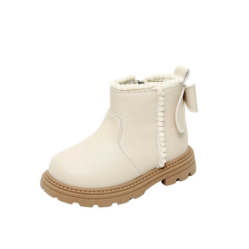 Meiteņu zābaki 2025. gada rudens un ziemas jauni korejiešu stila viengabala zābaki vidējiem un lieliem bērniem meiteņu bantīšu īsie zābaki princeses apavi eksportam