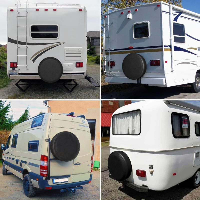 Фабричен калъф за резервна гума за кола, PVC кожа, SUV, камион, офроуд превозно средство, Rv, външен калъф за гума, чисто черен калъф за джанти