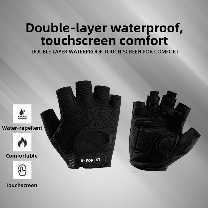 Puspirštės sportinės pirštinės vyrams ir moterims vasarai, kvėpuojančios, neslystančios, nesukeliančios nuospaudų, skirtos važiavimui dviračiu ir bėgimui, atsparios dilimui, smūgius sugeriančios sportinės pirštinės